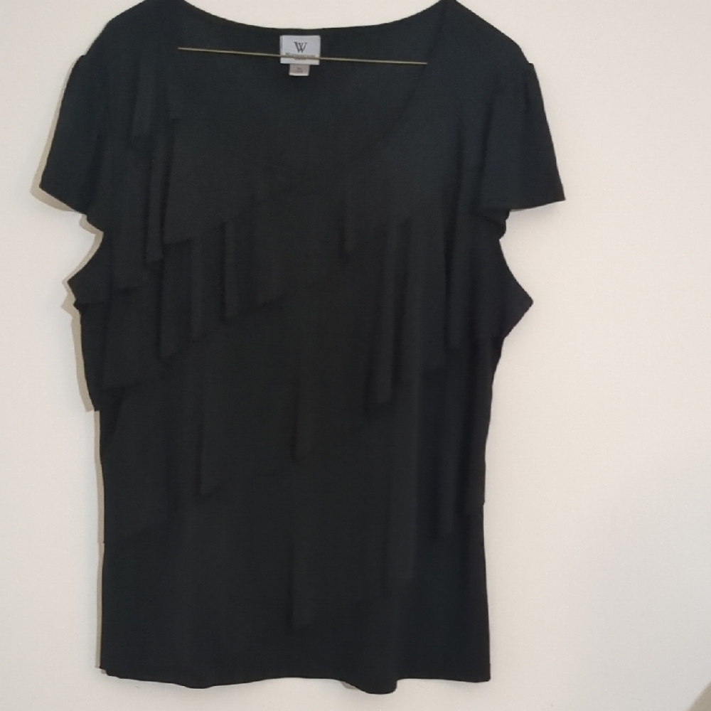 Black Ruffled Sleeveless Blouse  Worthington Size XL